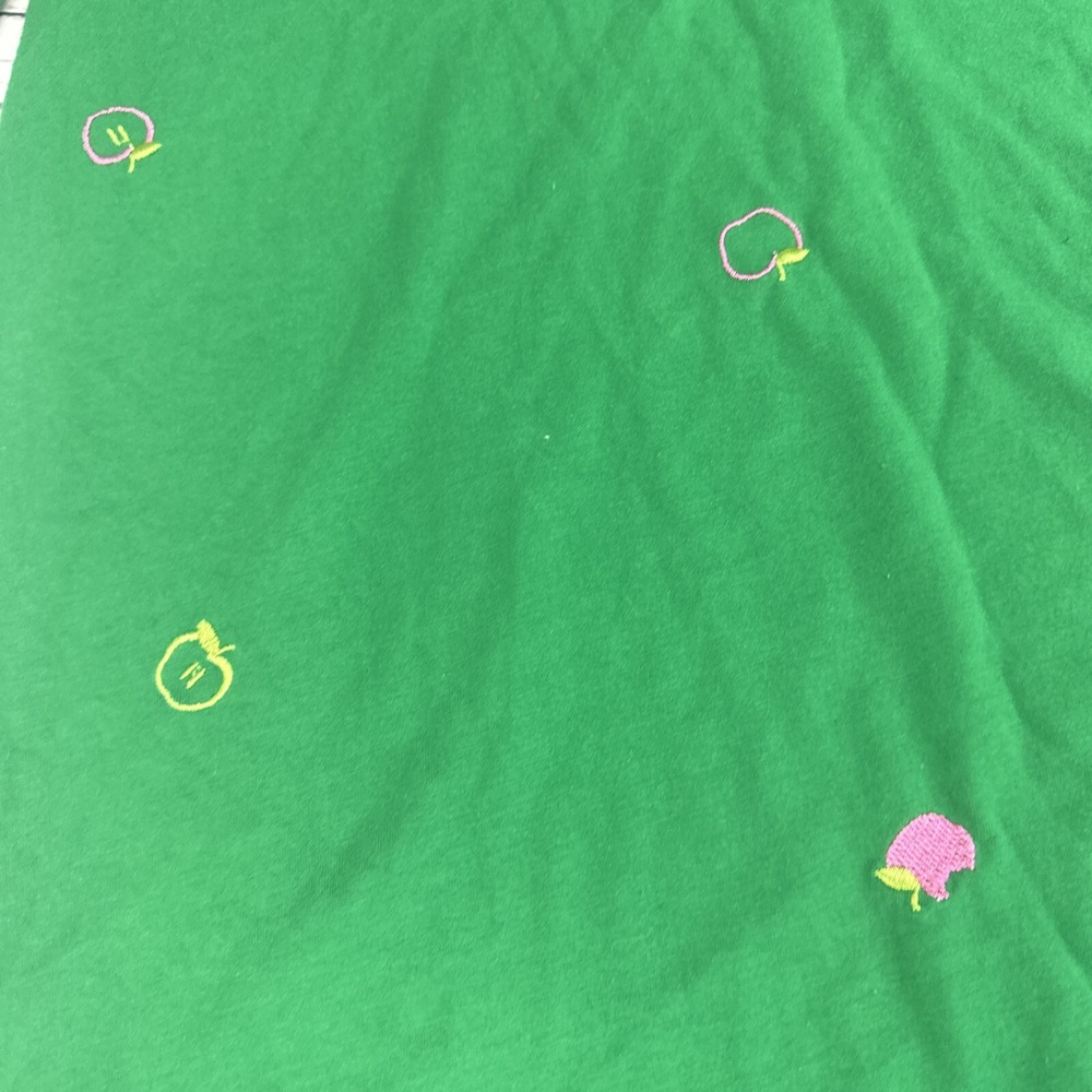 Unbranded Green Embroidered Apple Sleepshirt Nightgown V-Neck Long Sleeve Small - Picture 3 of 10